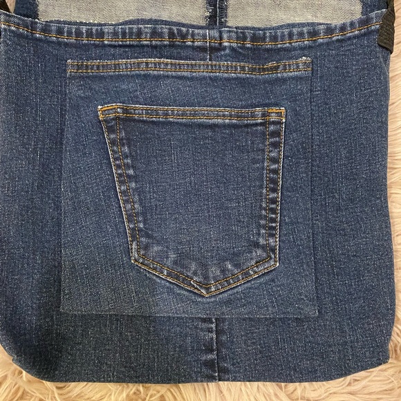 Denim Leaf Handmade Upcycled Leaf Pattern Shoulder Bag - Picture 3 of 5